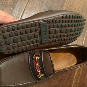 Gucci Dark Brown Leather Slip-On Loafers